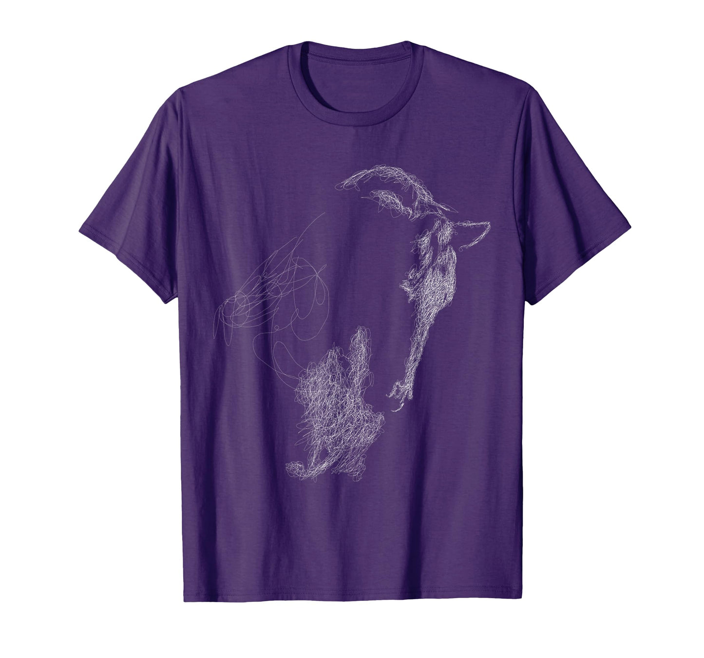 horse head scribble black art face for lover horses taming T-Shirt