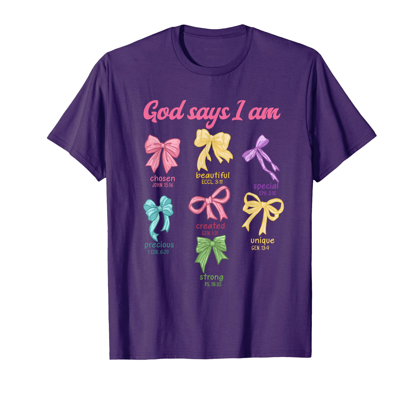 Retro Coquette Bow God Say I Am Christian Girls Teens Women T-Shirt