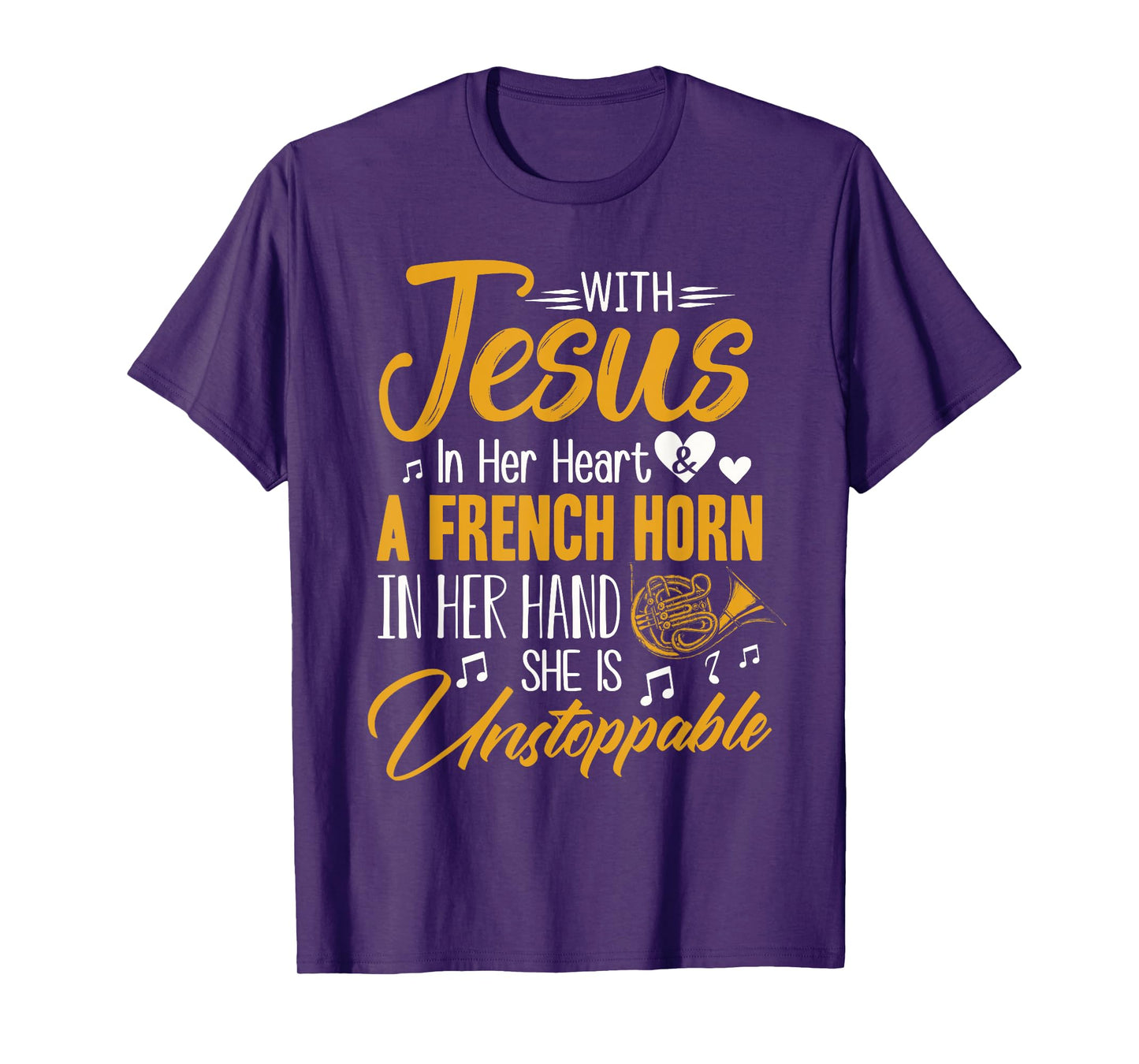 French Horn Shirt With Jesus In Her Heart French Horn Band T-Shirt