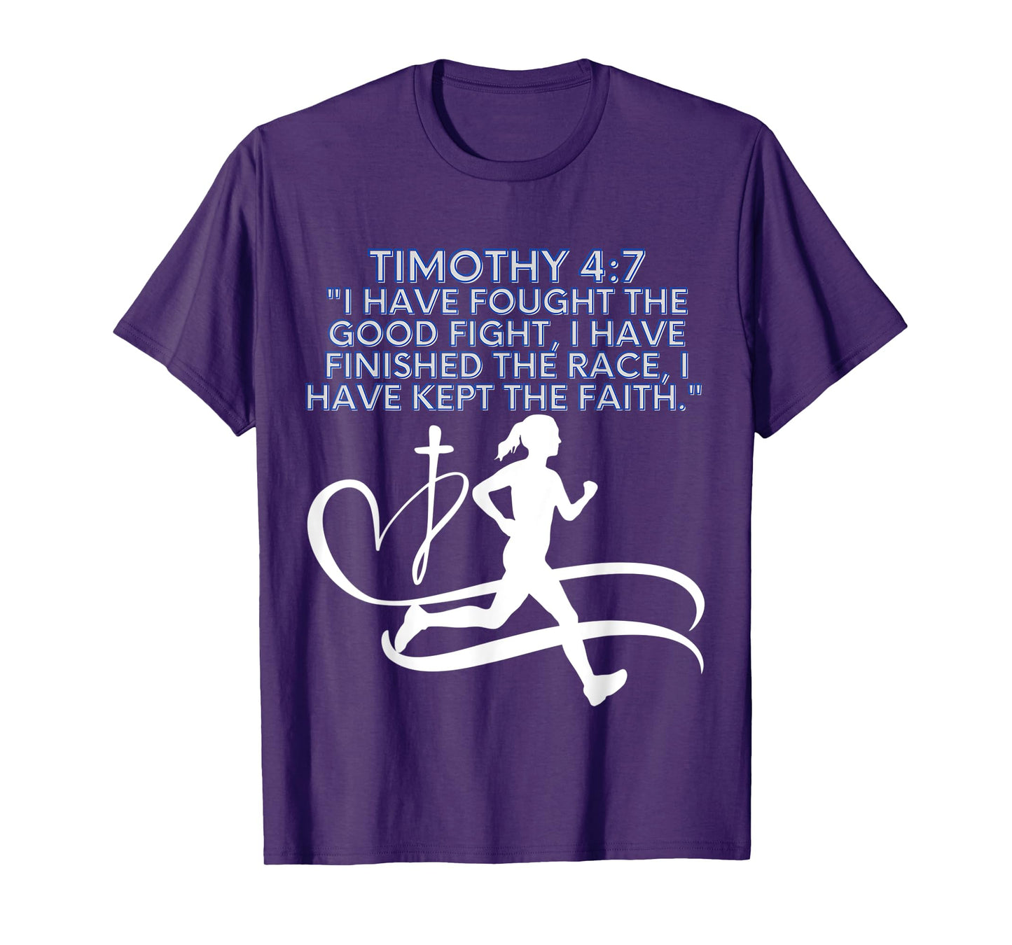 Christian Women Girls Track Cross Country Bible Verse Prayer T-Shirt