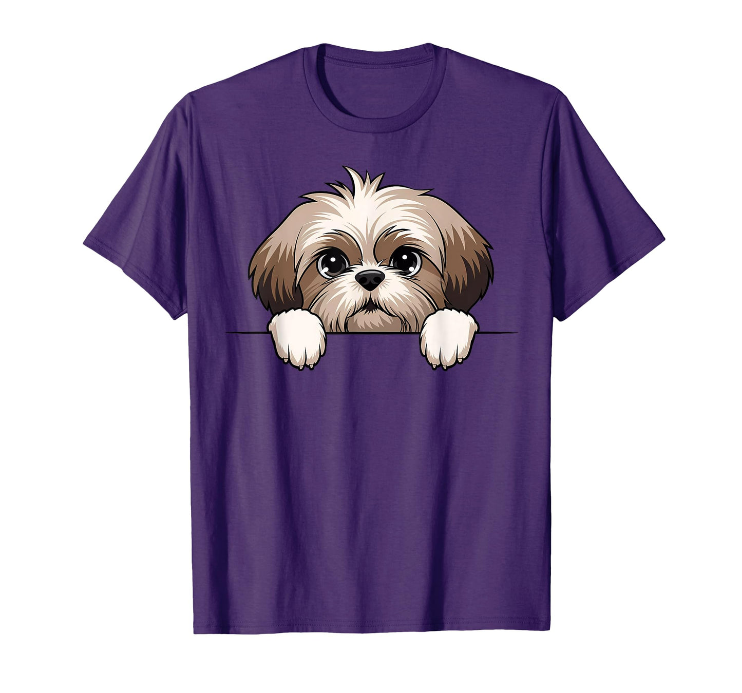 Cute Shih Tzu Peeking Puppy Funny Dog Lover Women Men Kids T-Shirt
