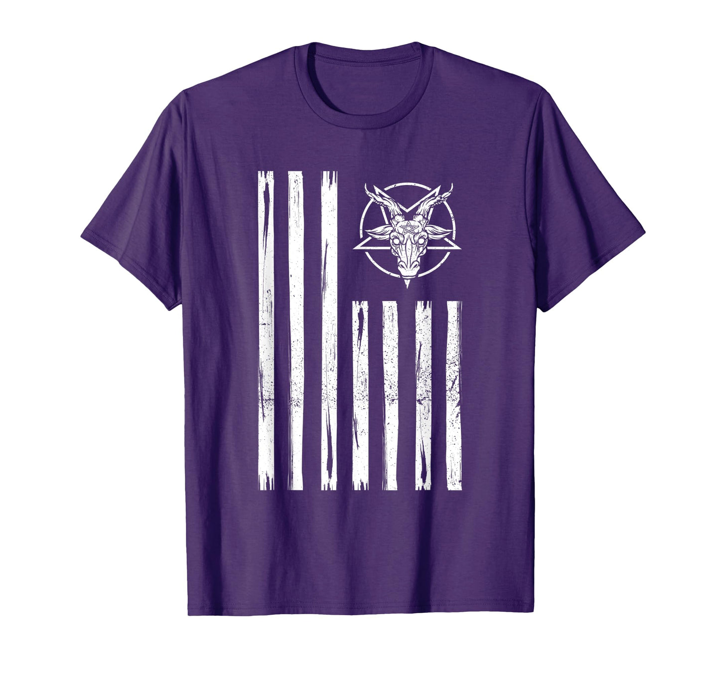 Patriotic Satan American Flag Occult Pentagram Baphomet 666 T-Shirt for Women Men