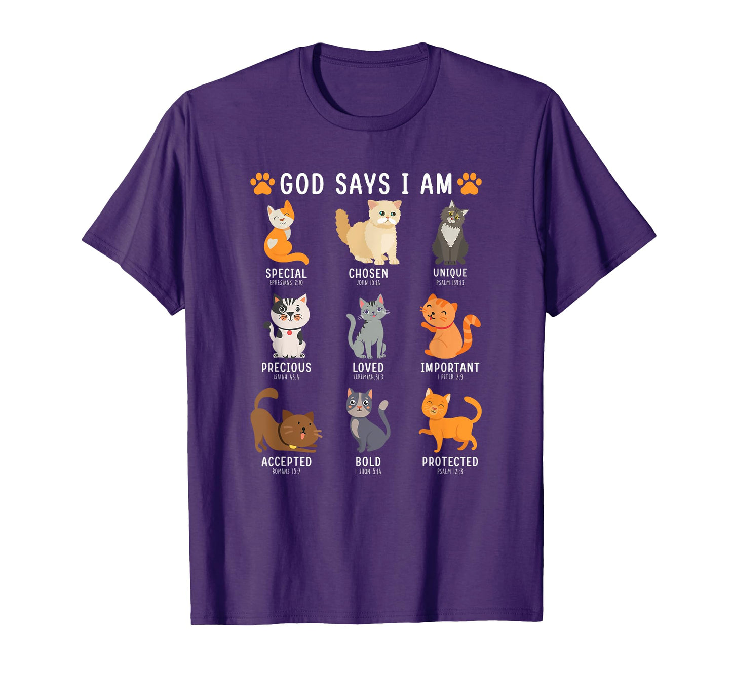 God Says I Am Kitten Cat Funny Cats Bible Verse Christian T-Shirt for Men Women Kids
