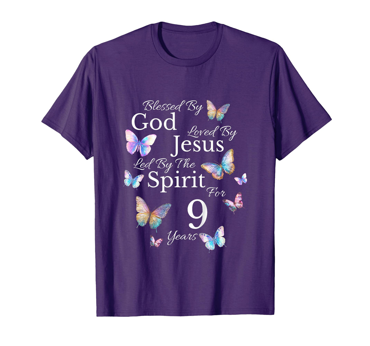 Kids Blessed By God Loved By Jesus For 9 Years Old 9th Birthday T-Shirt