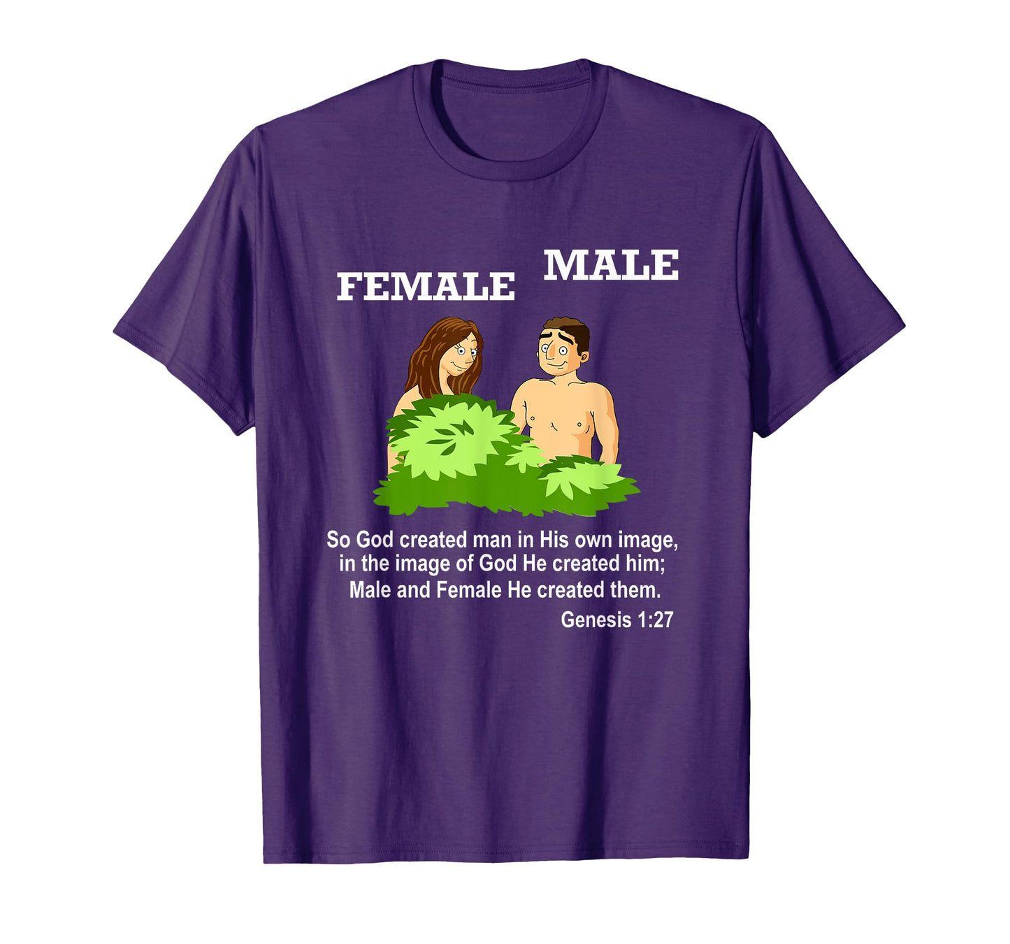 Christian Bible Verse Genesis 1 27 God Created Male Female T-Shirt