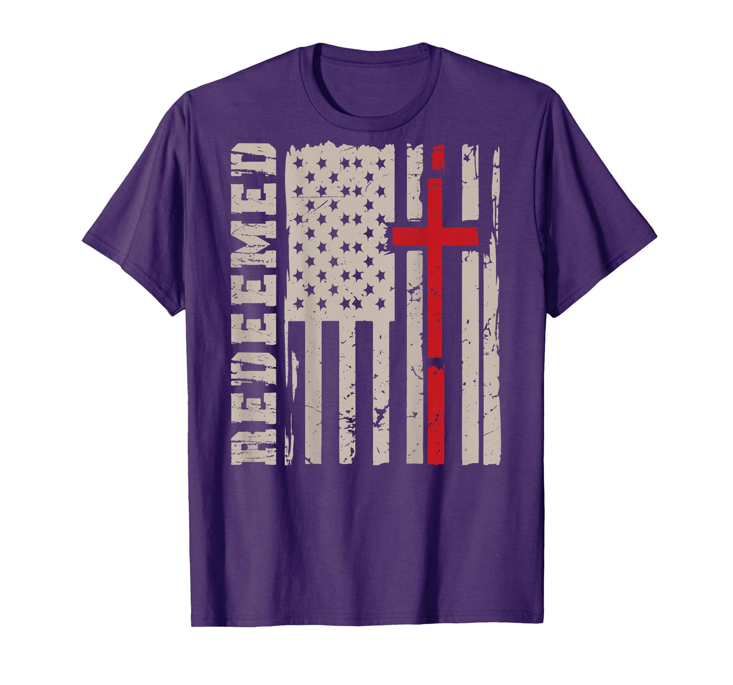 Men's Redeemed Christian Faith Cross God On Back Graphic Tee T-Shirt