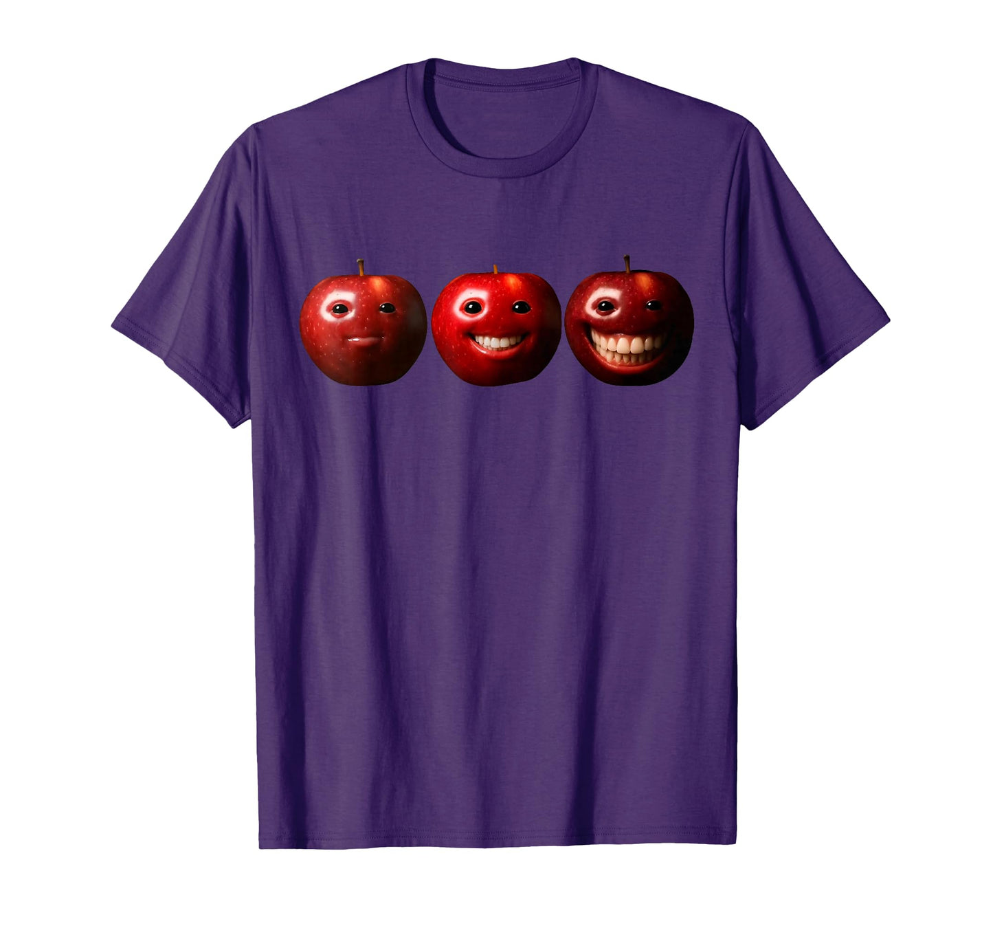 Funny Silly AI Apple gen z Meme BrainRot Humor Smiling Fruit T-Shirt