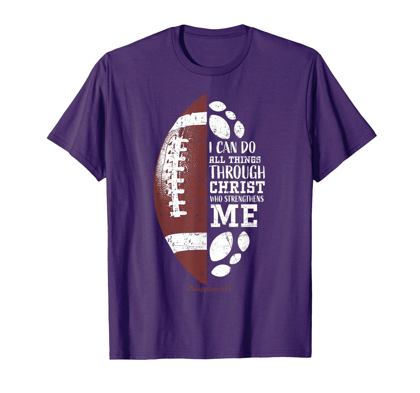 Christian Football Philippians 4:13 Religious Verse Faith T-Shirt
