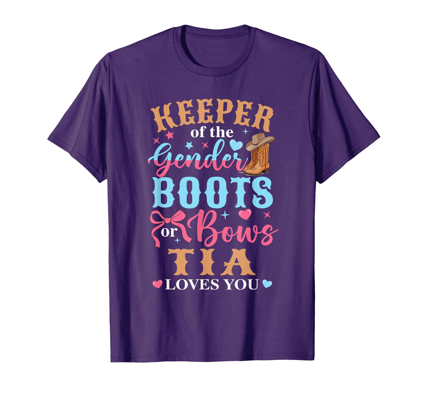 Boots Or Bows Tia Loves You Gender Reveal Family Matching T-Shirt