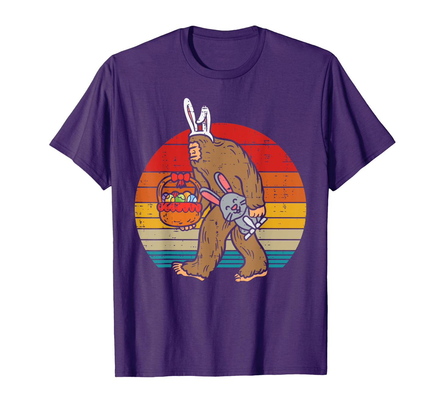 Bigfoot Easter Bunny Eggs Retro Sasquatch Men Women Kids T-Shirt