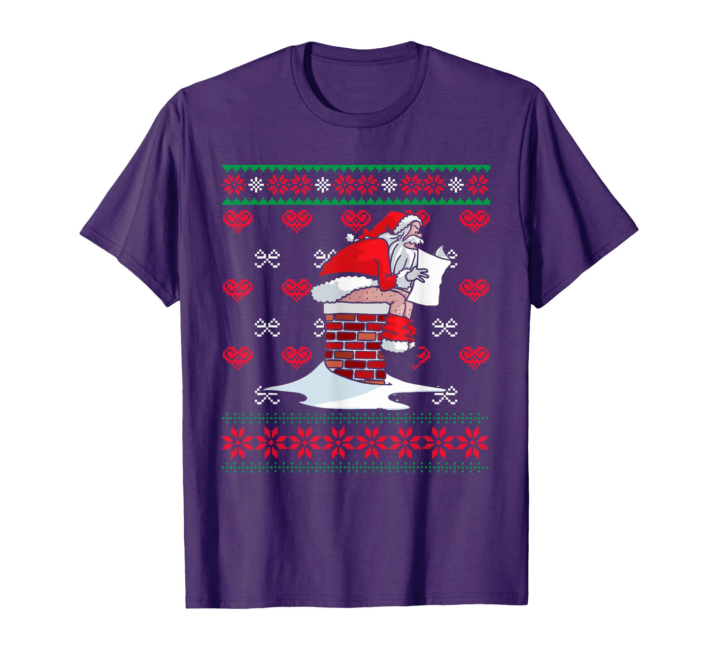 Santa Pooping Down Chimney Ugly Xmas Sweater Christmas T-Shirt