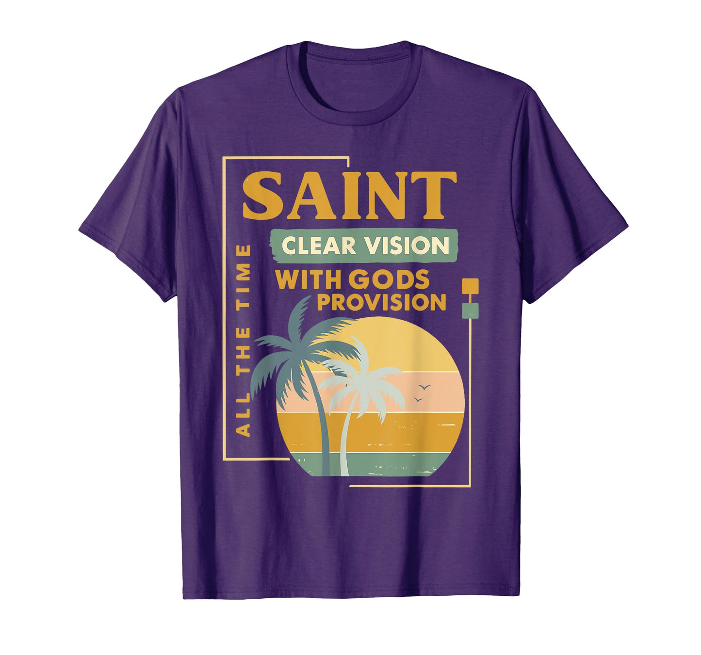 Saint Retro Palm Christian Faith Sunset Graphic T-Shirt