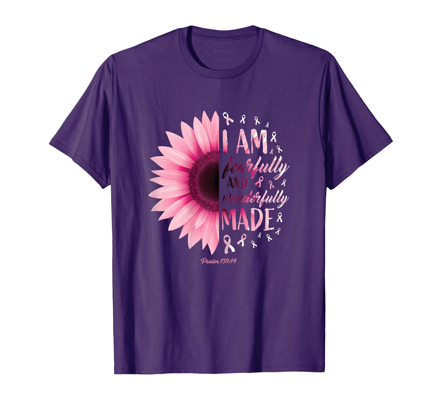 Womens Fearfully Wonderfully Made Gift Pink Breast Cancer Awareness T-Shirt