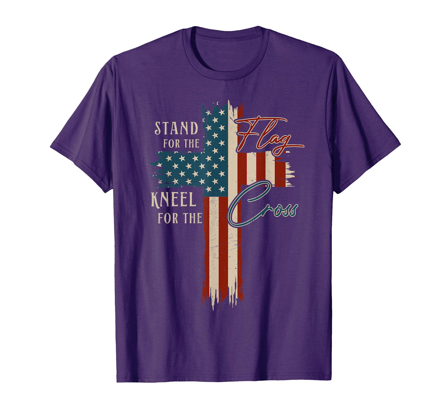 Christian Cross USA Flag 4th of July Religious Patriotic T-Shirt