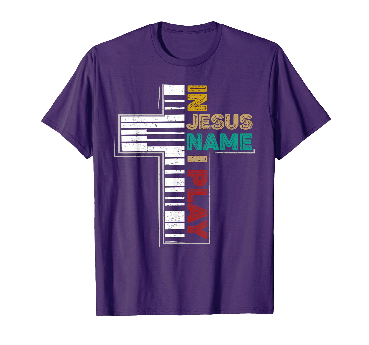 In Jesus Name I Play Piano Shirt Vintage Christian Saying T-Shirt