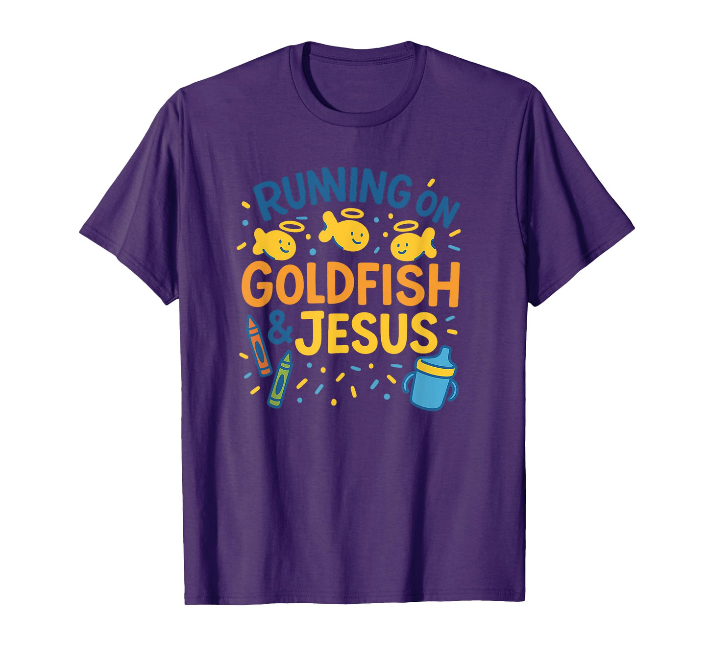 Running on Goldfish & Jesus Christian Preschool Teacher T-Shirt