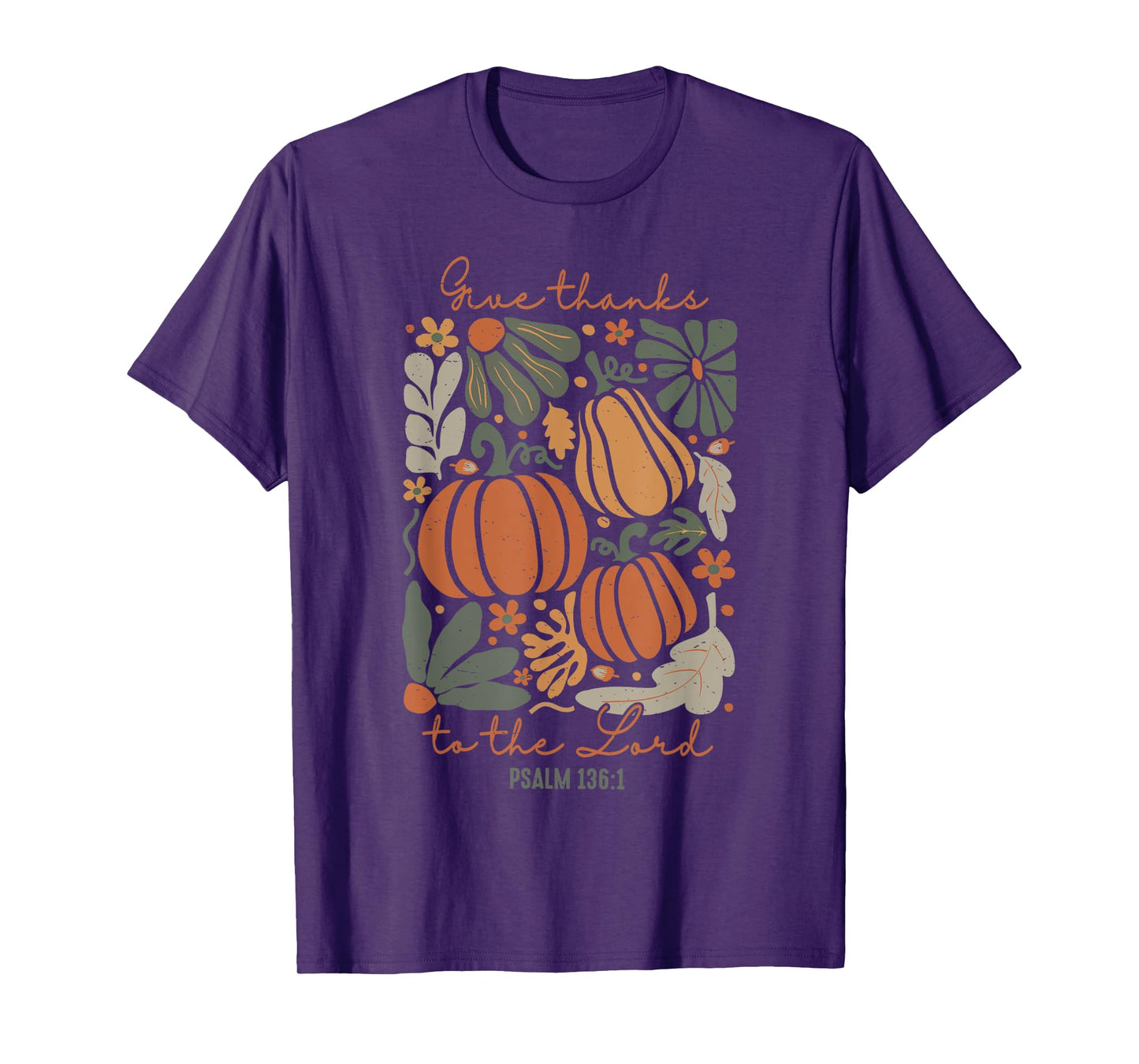 Give Thanks To The Lord Boho Floral Christian Thanksgiving T-Shirt - Black, Small, Unisex-Adults, Short Sleeve, T-Shirt, Polyester 100%