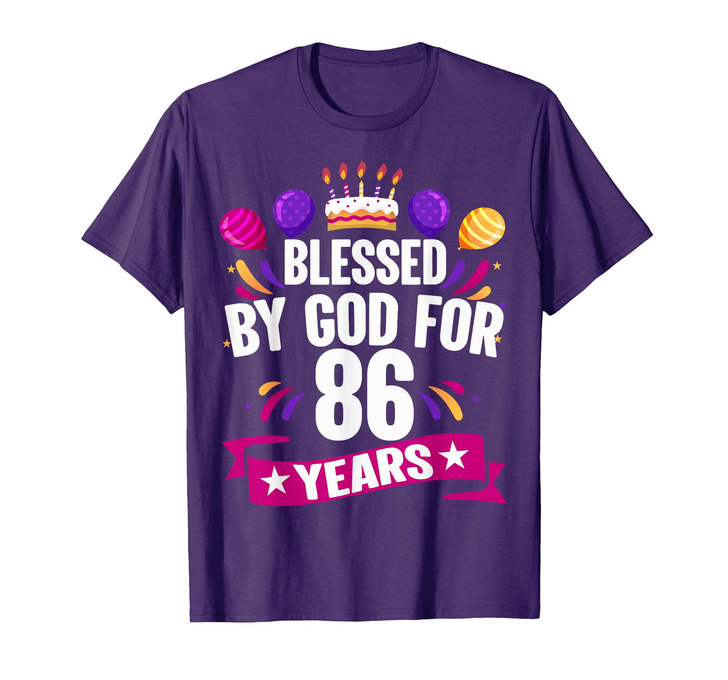 86th Blessed By God 86 Years Old Birthday Cake With Numbers T-Shirt