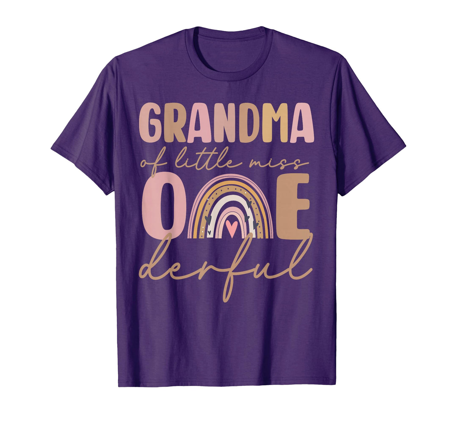 Grandma of Little Miss Onederful First Birthday Boho Rainbow T-Shirt
