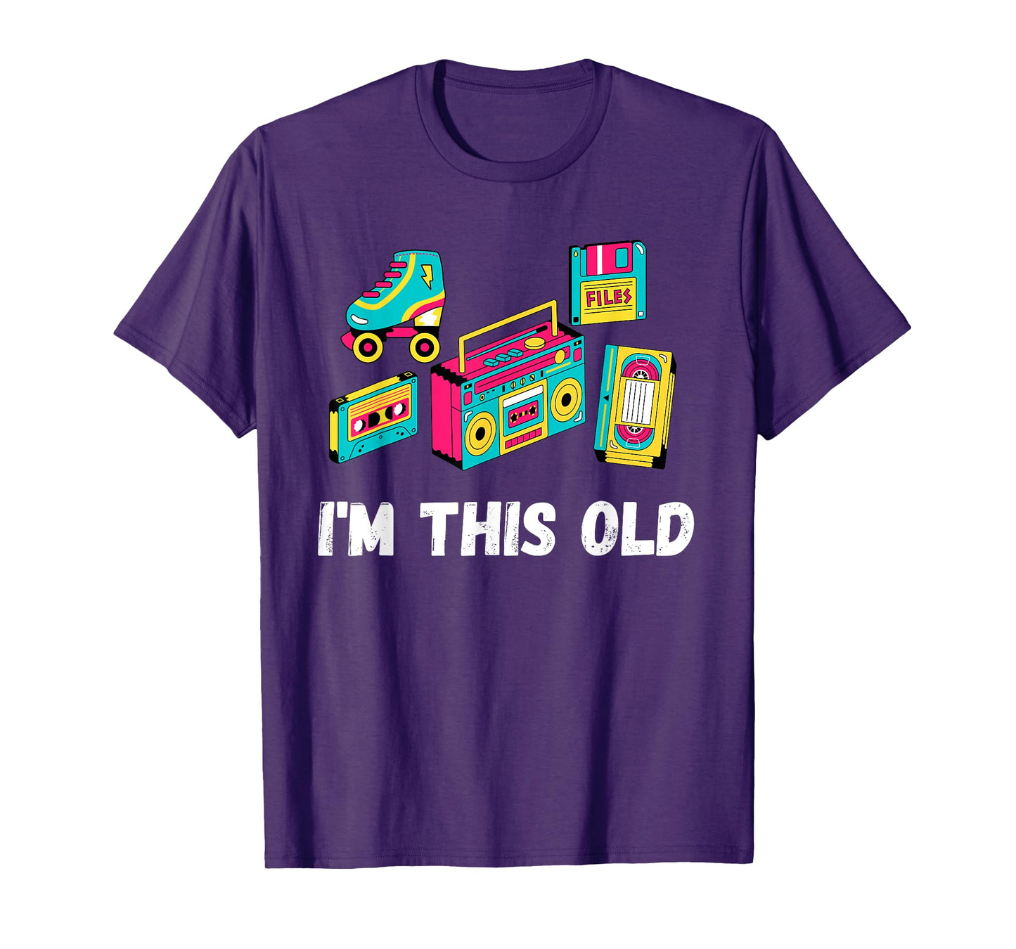 Funny I'm this old quote cassette VHS roller blades 1980s T-Shirt