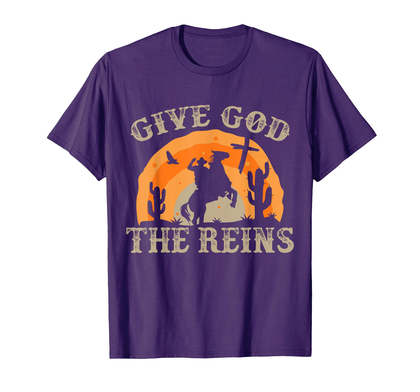 Give God The Reins Cowboy Retro Tshirt for Christian T-Shirt