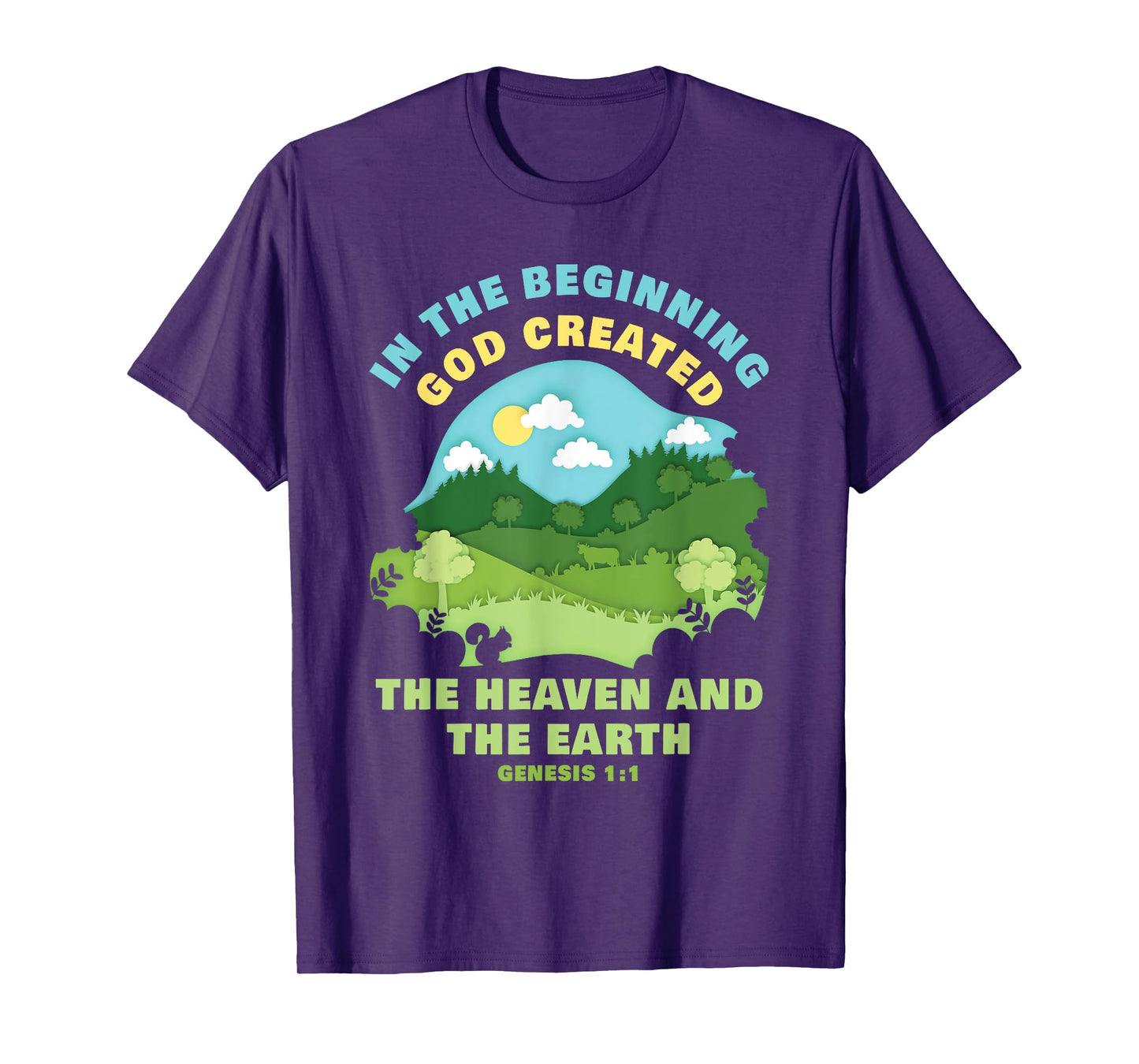 Genesis 1:1 In The Beginning GOD Created – Kids Faith Verse T-Shirt