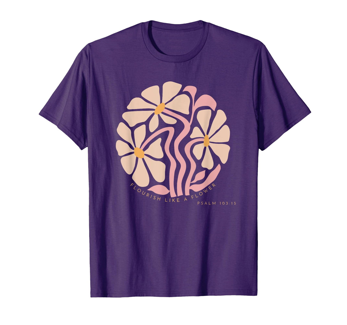 Flourish Like A Flower Retro Boho Christian Floral Womens T-Shirt