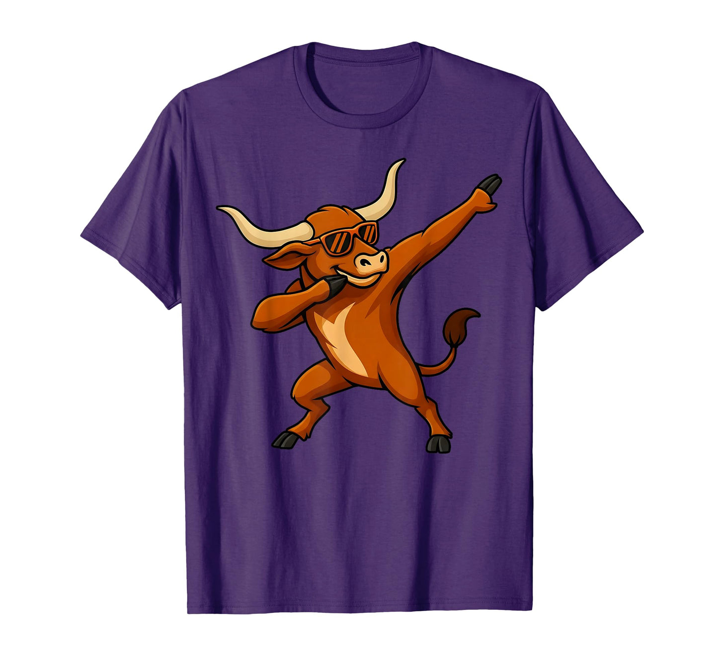 Longhorn Cow Dabbing with Sunglasses Men Women Girls Kids T-Shirt