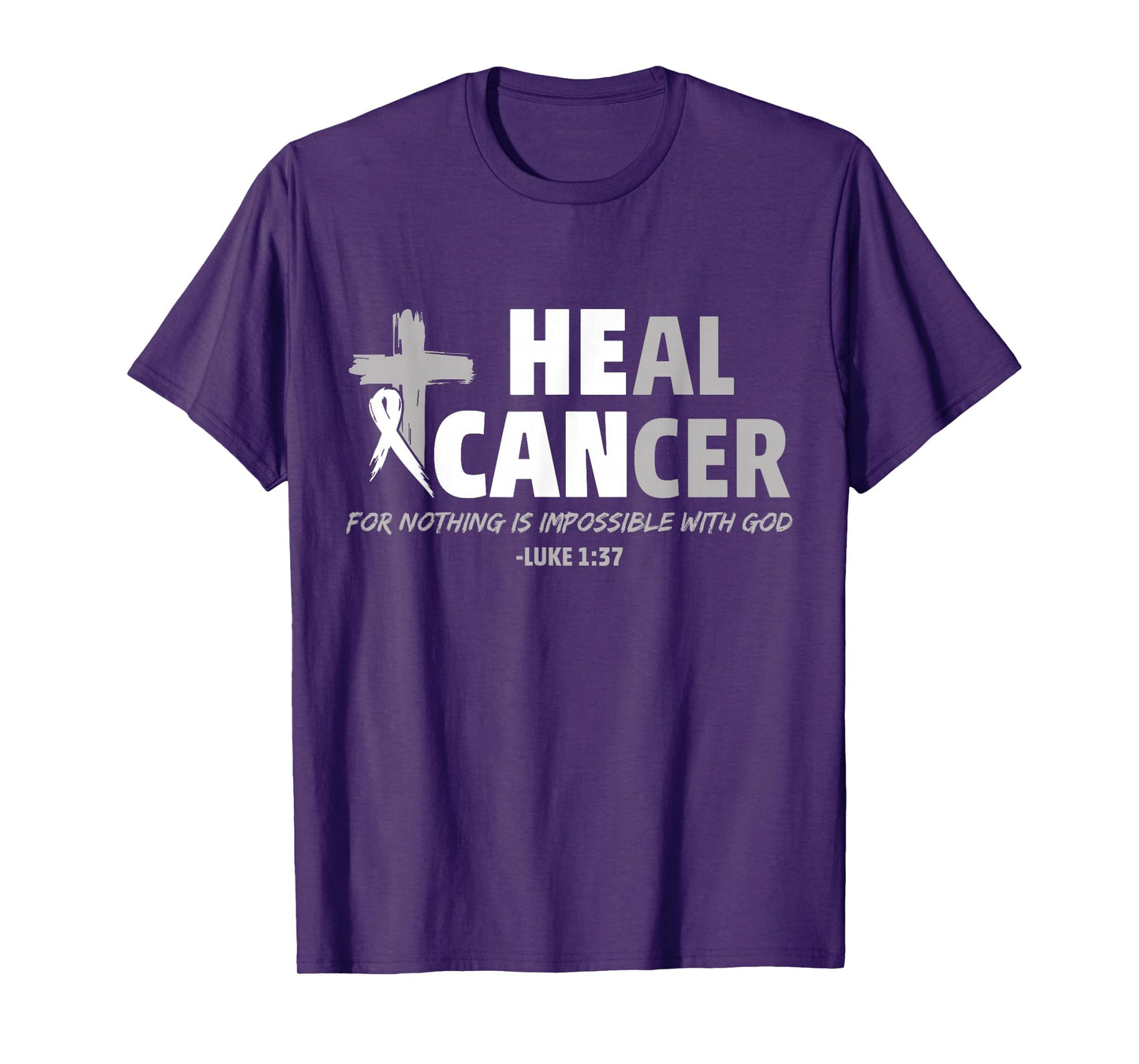 Lung Cancer Awareness White Ribbon Christian Cross T-Shirt