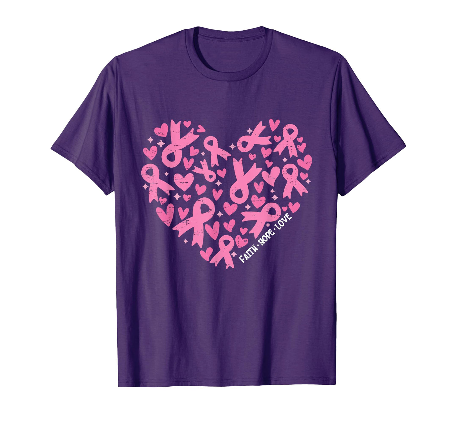 Faith Hope Love Breast Cancer Awareness Pink Ribbon Warrior T-Shirt