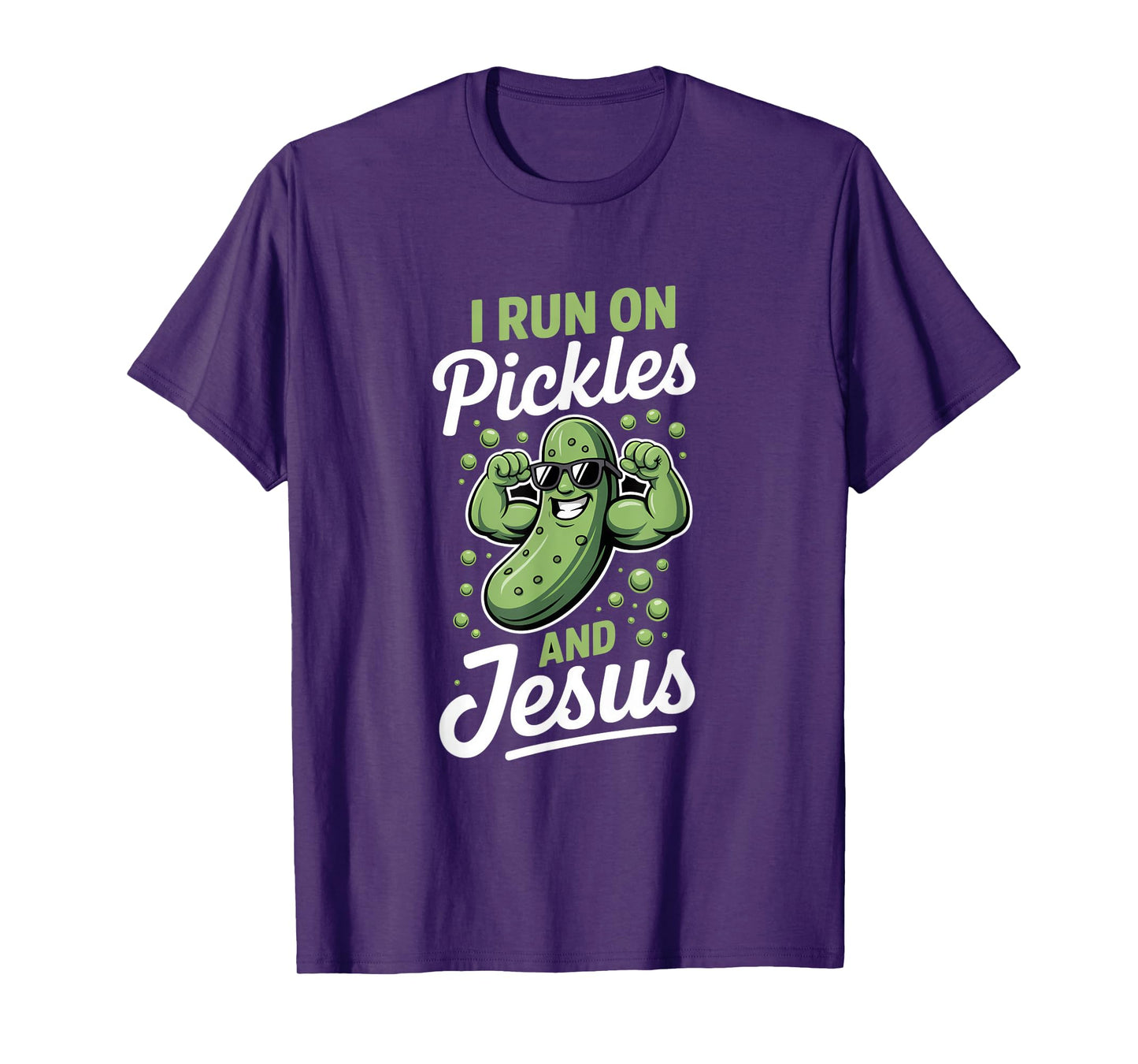 Funny Pickle Cucumber I Run on Pickles and Jesus T-Shirt
