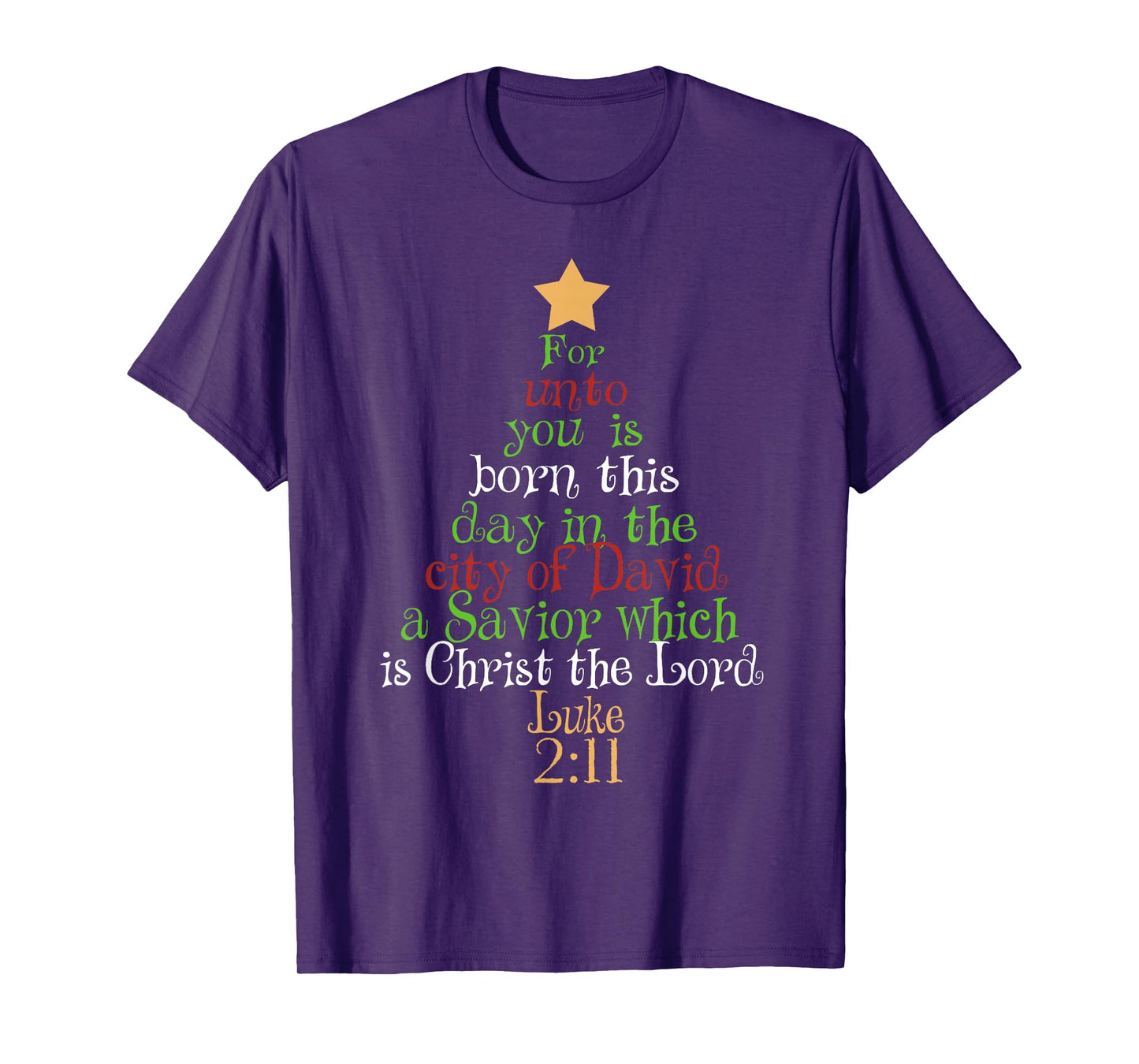 Christ The Lord Bible Quote Luke 2:11 Christmas Tree T-Shirt T-Shirt
