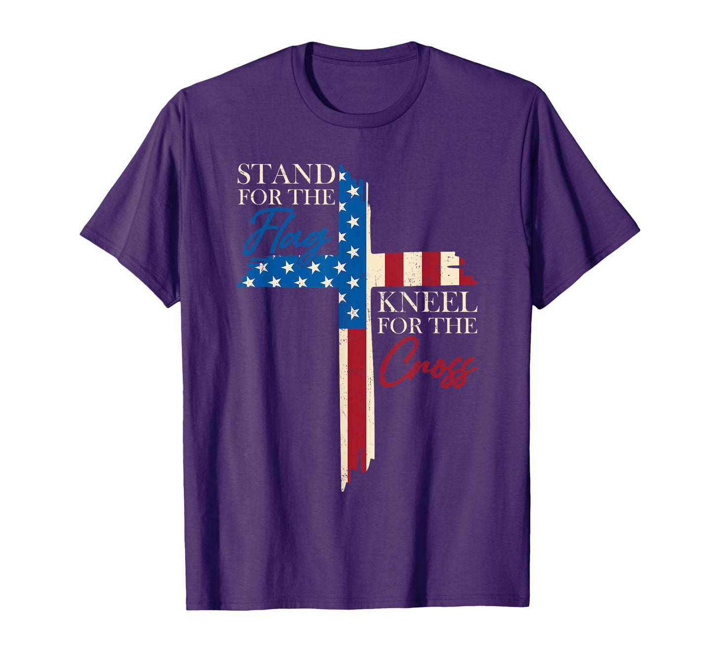 Stand For The Flag Kneel For The Cross Christian USA Flag T-Shirt