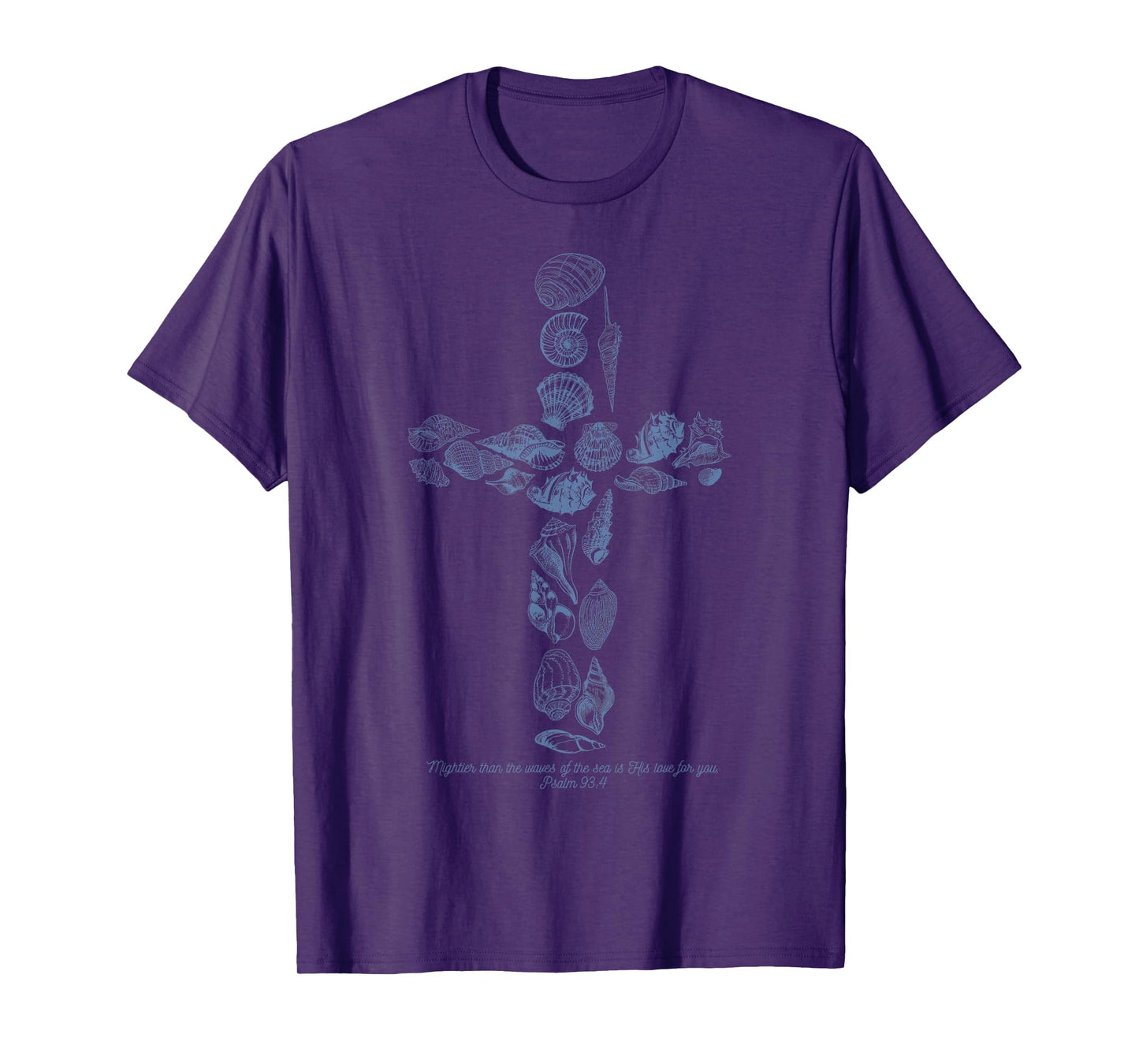 Beachy Ocean Seashell Ocean Beach Faith Cross Christian T-Shirt for Men Women
