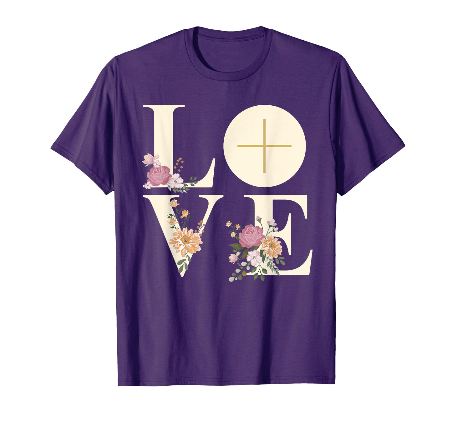 Love Cross Floral Eucharist Liturgy Catholic Christian T-Shirt