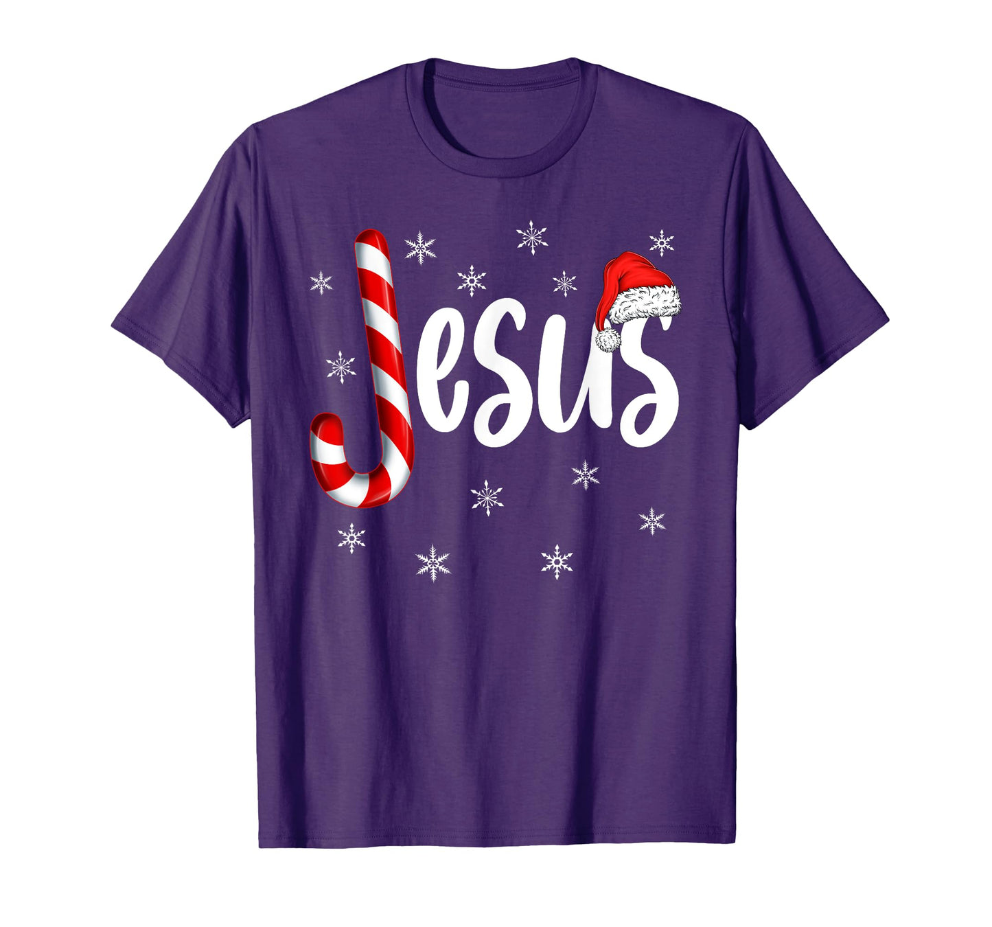 Christian Jesus Candy Cane Xmas Faith Religious Christmas T-Shirt