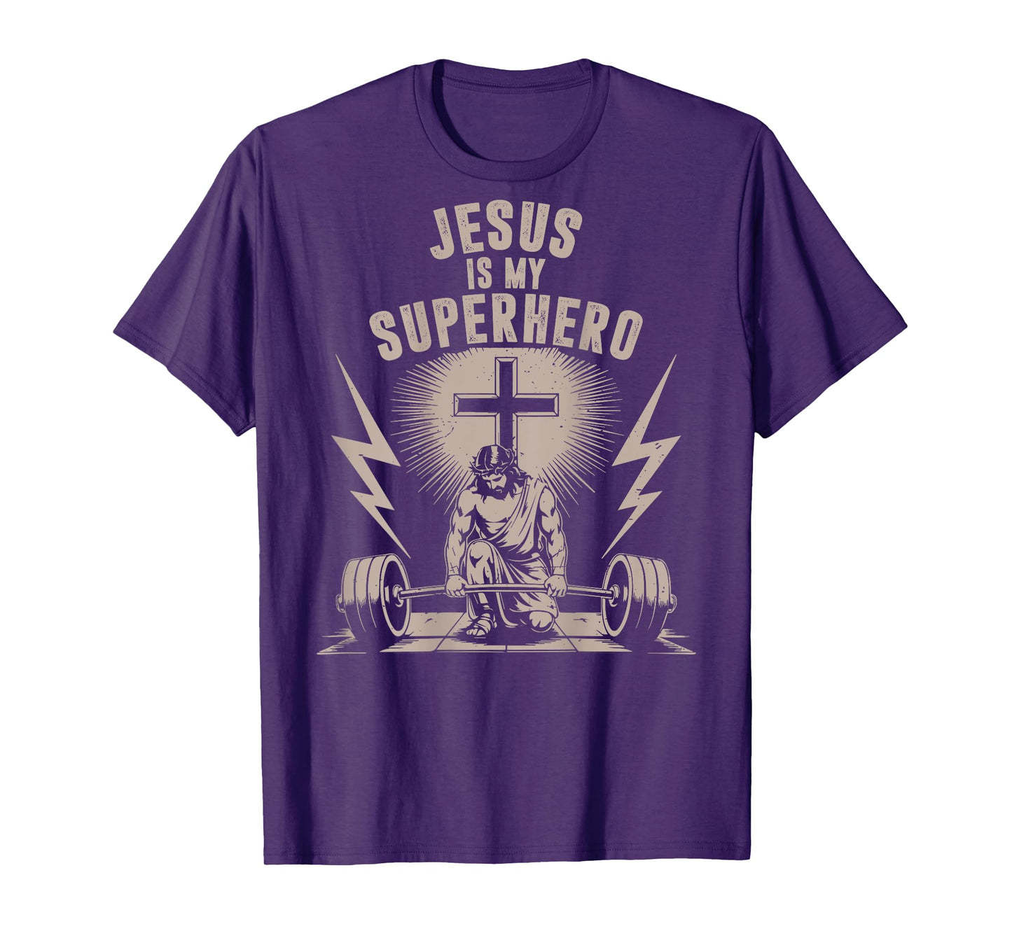 Jesus is My Superhero Barbell Funny Christian Workout Gym T-Shirt