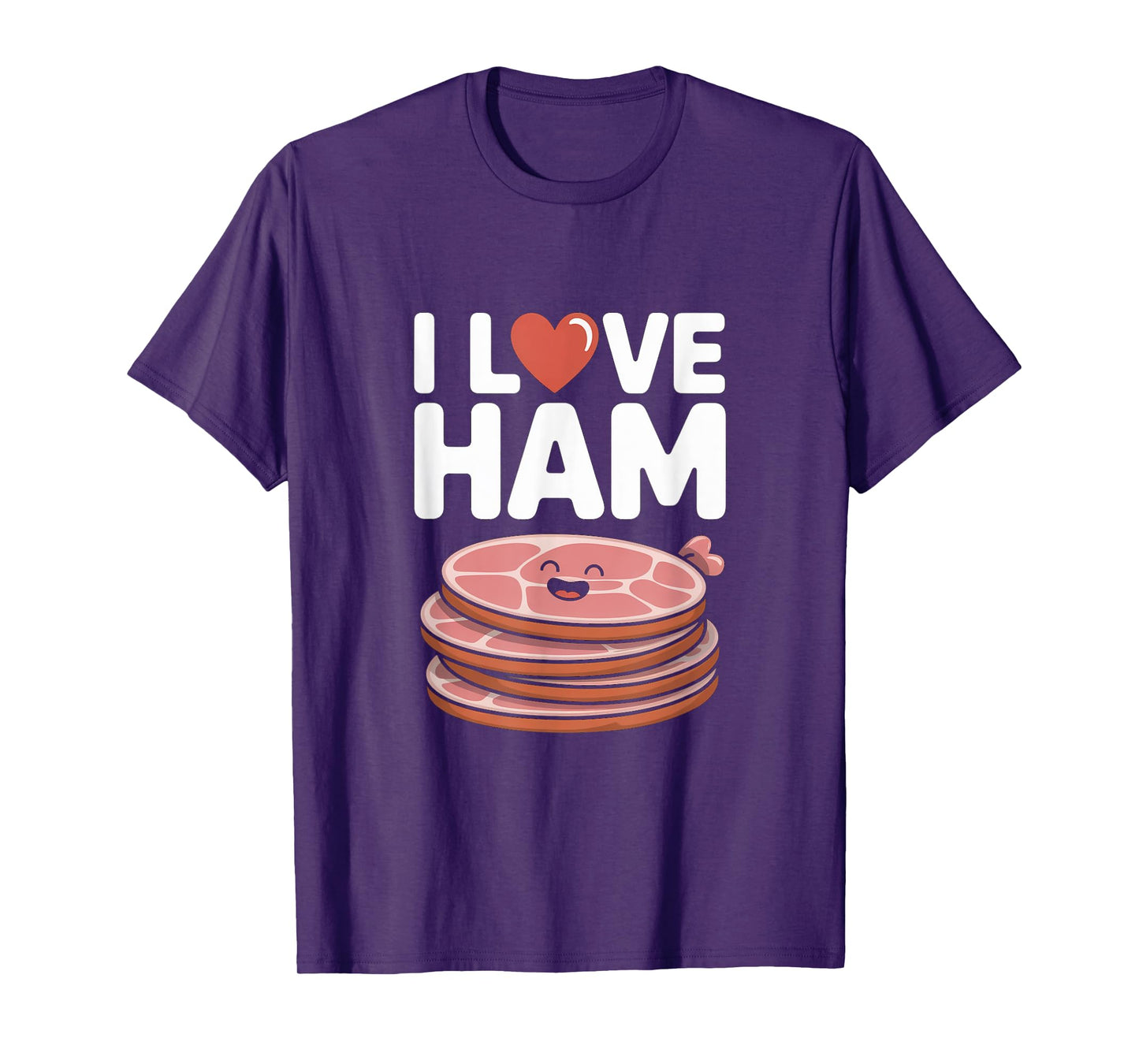 I Love Ham Cute Cartoon Ham Stack Humor T-Shirt