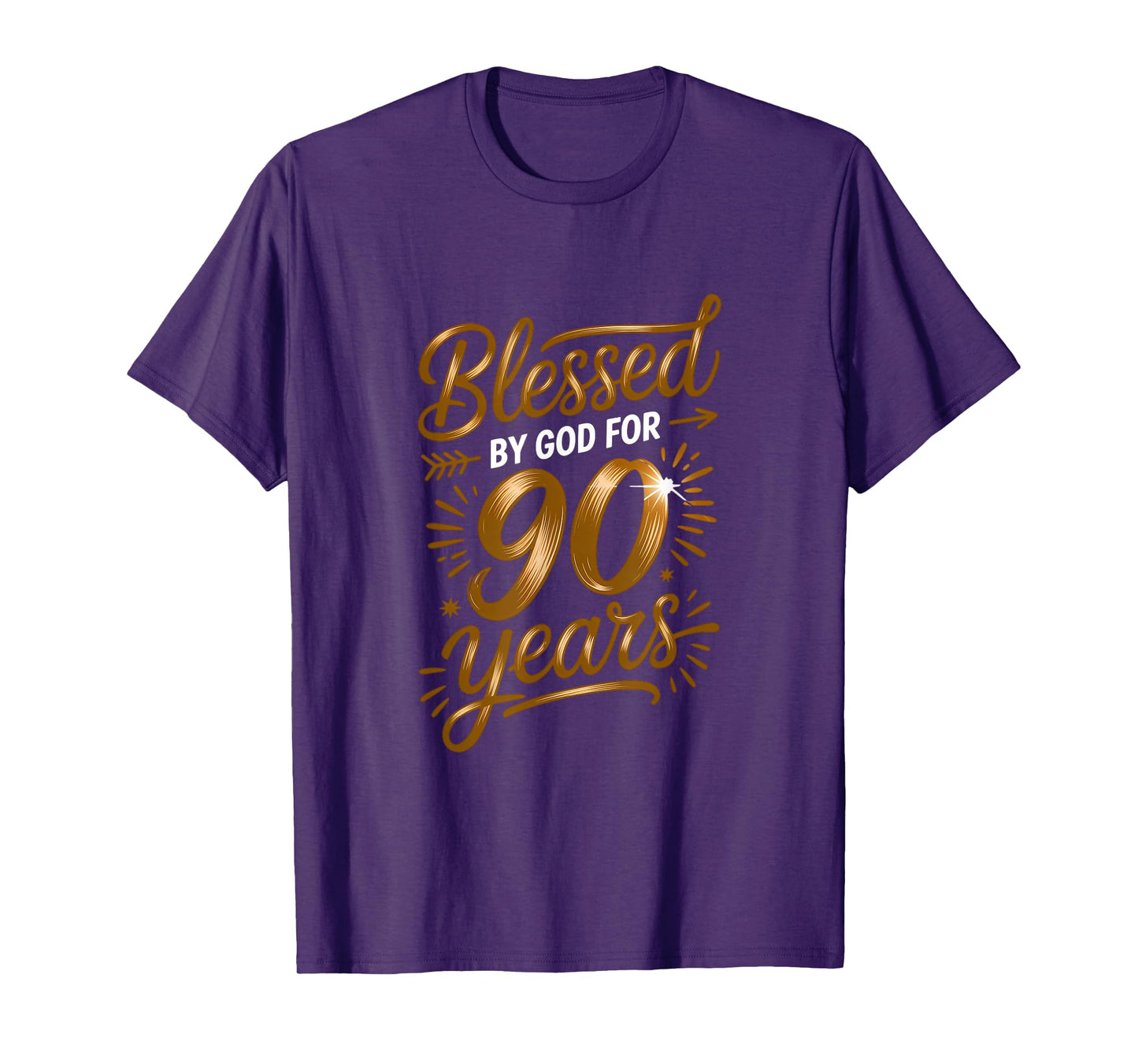 Blessed by God for 90 Years Religious Themed 90th Birthday T-Shirt