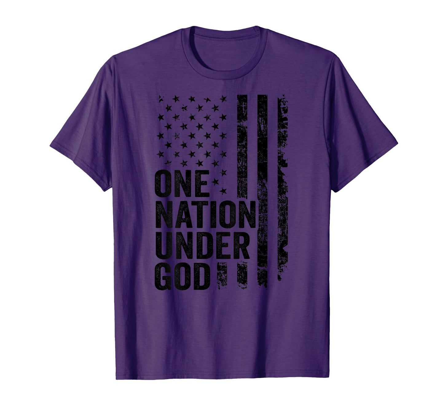 One Nation Under God - Christian Faith USA Flag (ON BACK) T-Shirt