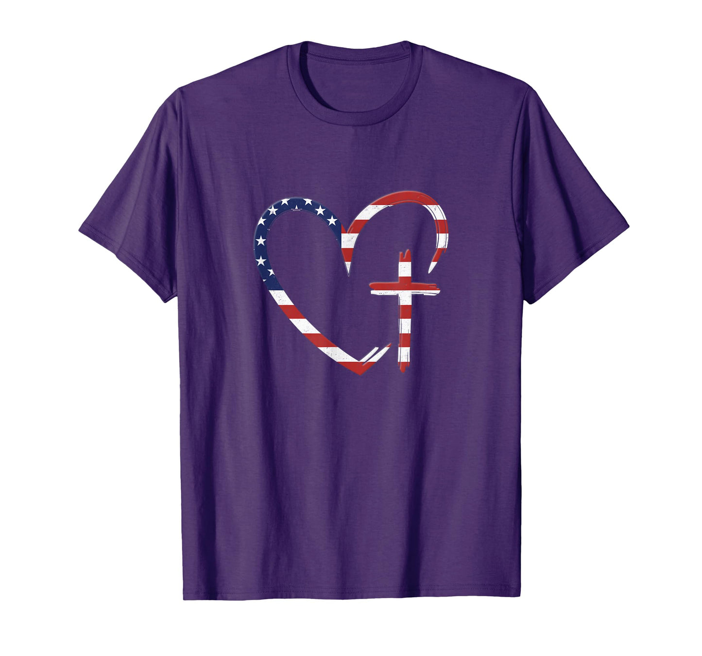 American Flag Jesus Love Heart Patriotic USA Cross T-Shirt
