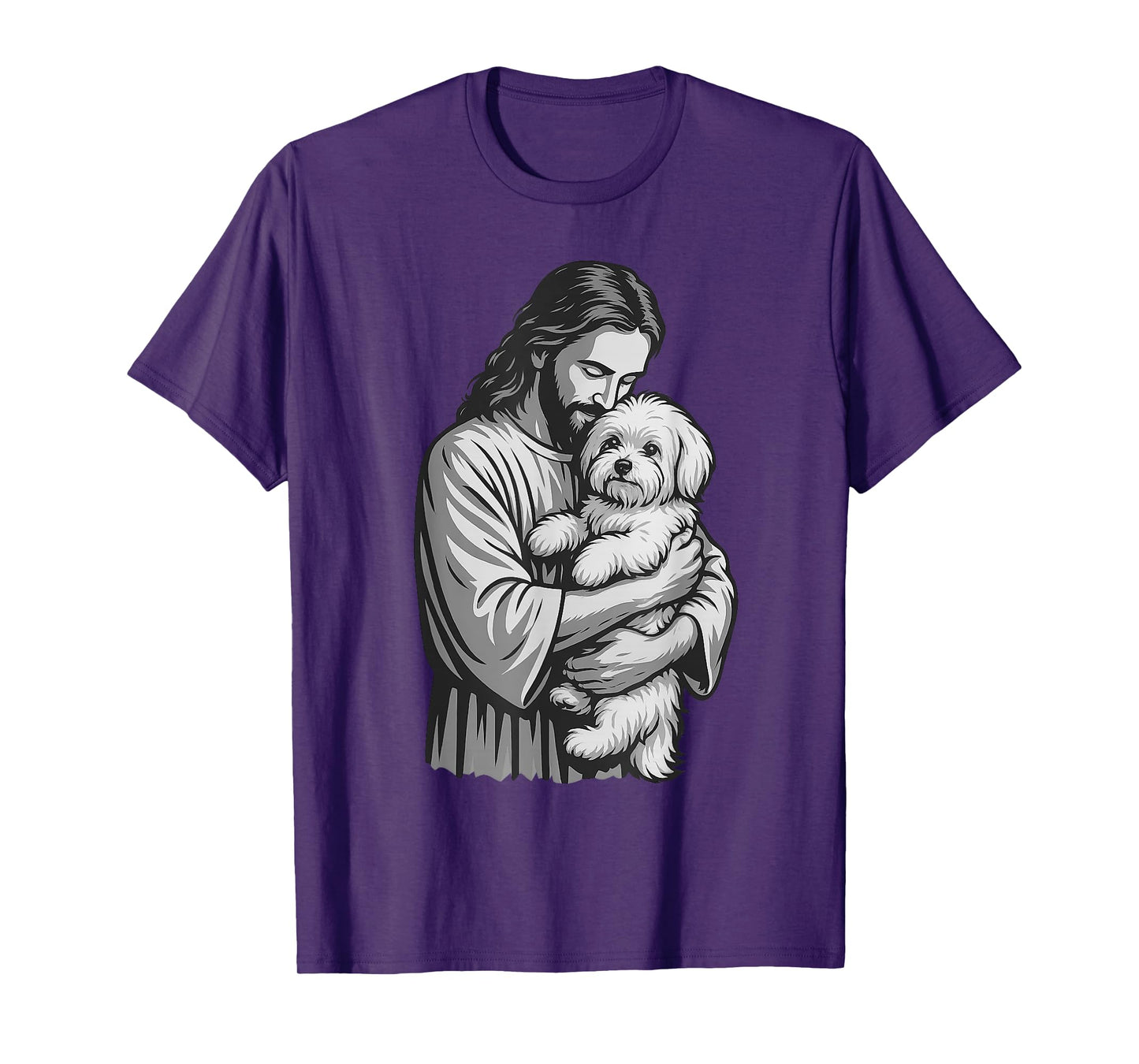 Maltese Dog And Jesus Christian Faith Dog Lover T-Shirt for Men Women Kids