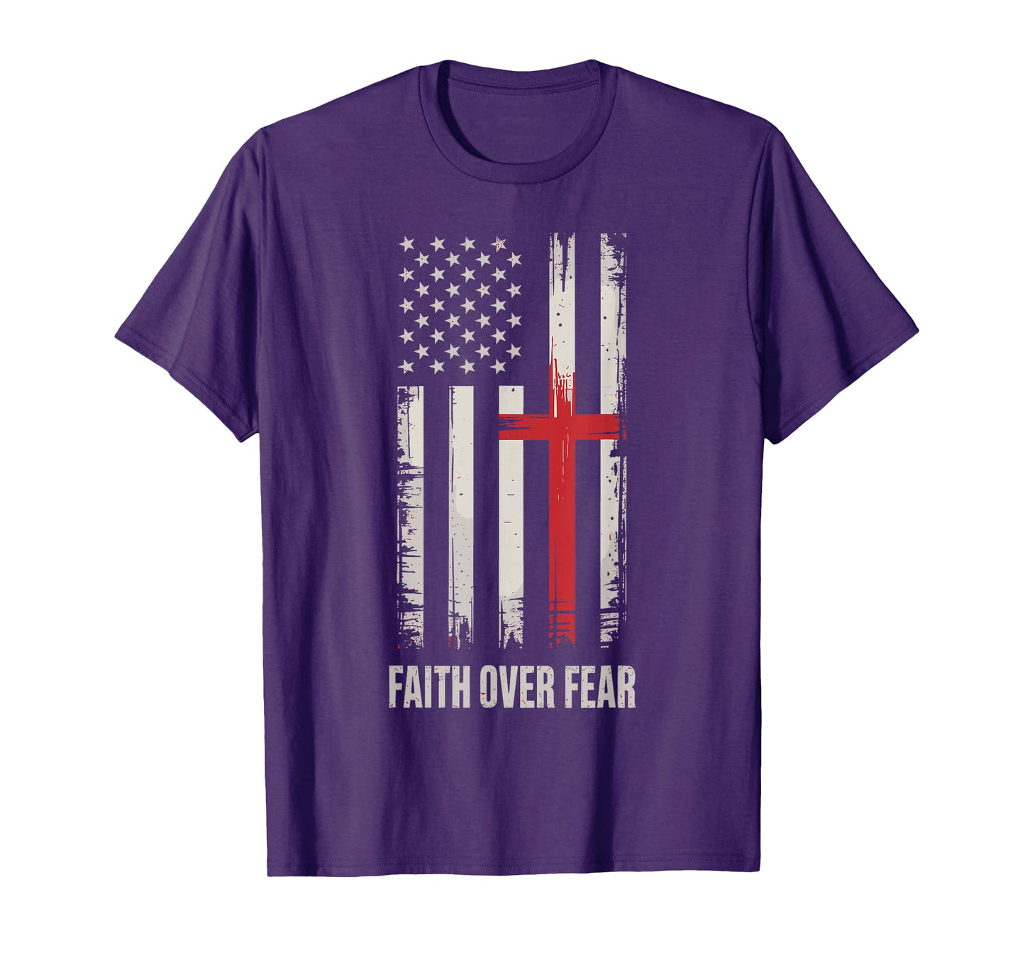 Faith Over Fear American Flag Cross T-Shirt