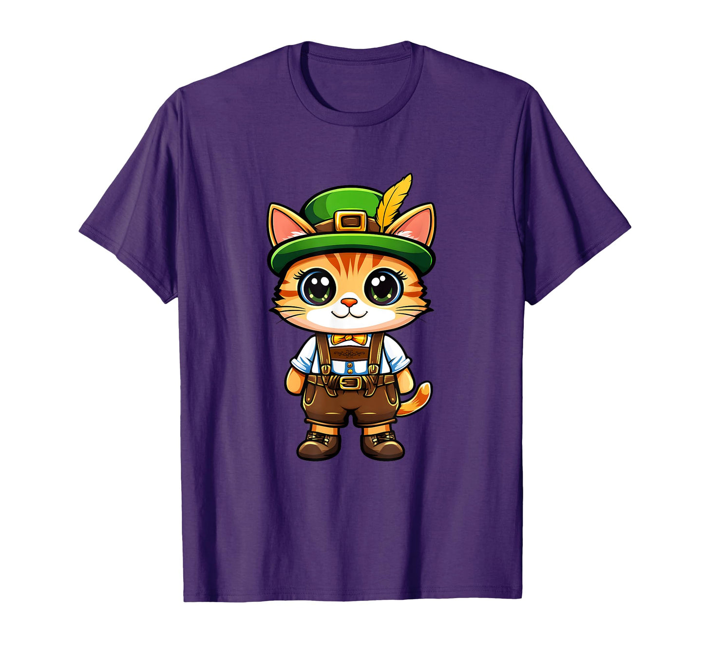 Oktoberfest Cat Funny German Bavarian Lederhosen Cat Lover T-Shirt