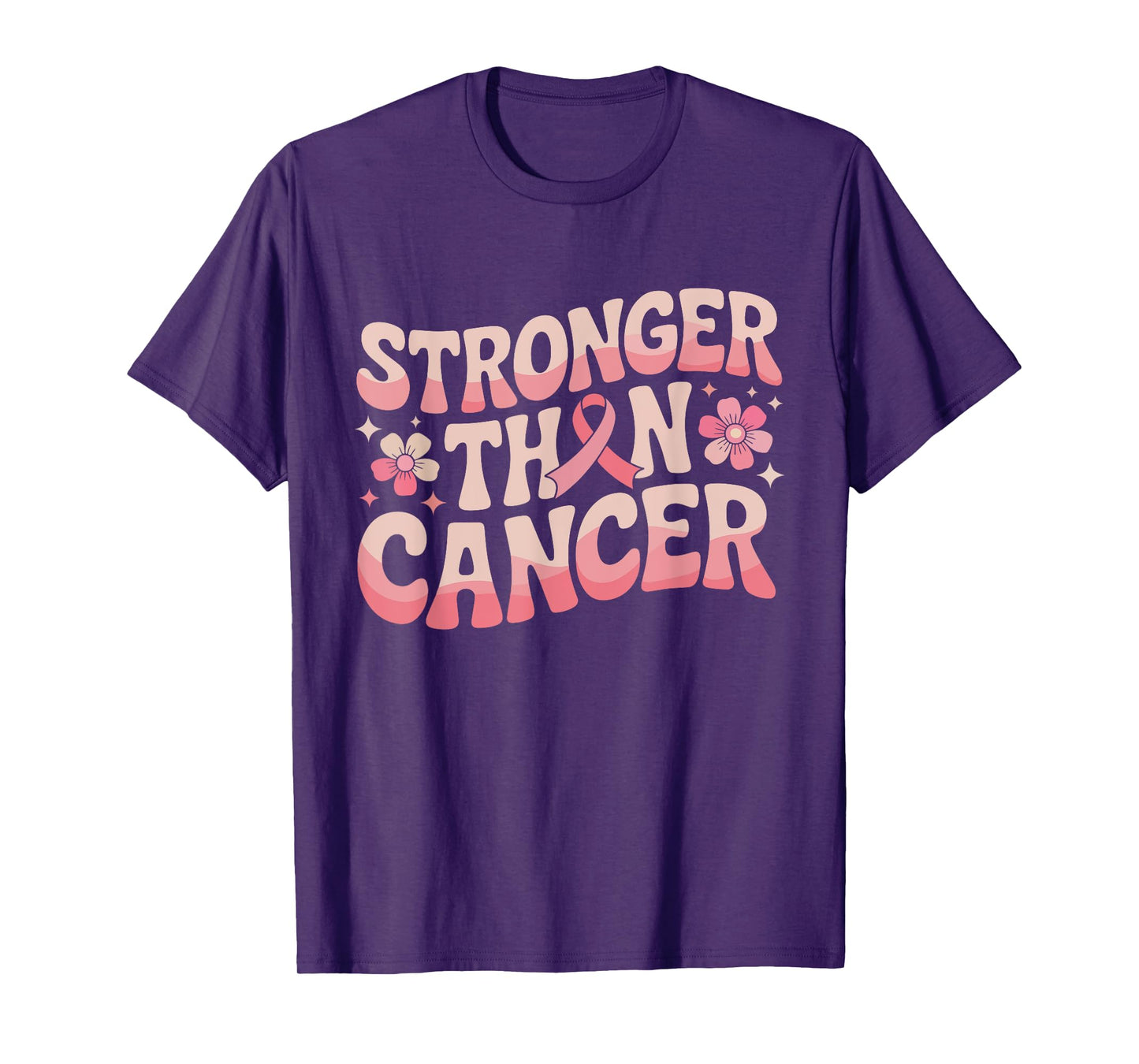 Stronger Than Cancer Pink Ribbon October Awareness Support T-Shirt