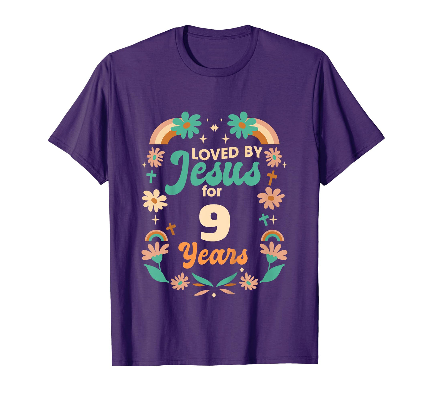 Loved By Jesus For 9 Years 9th Birthday Christian Theme T-Shirt