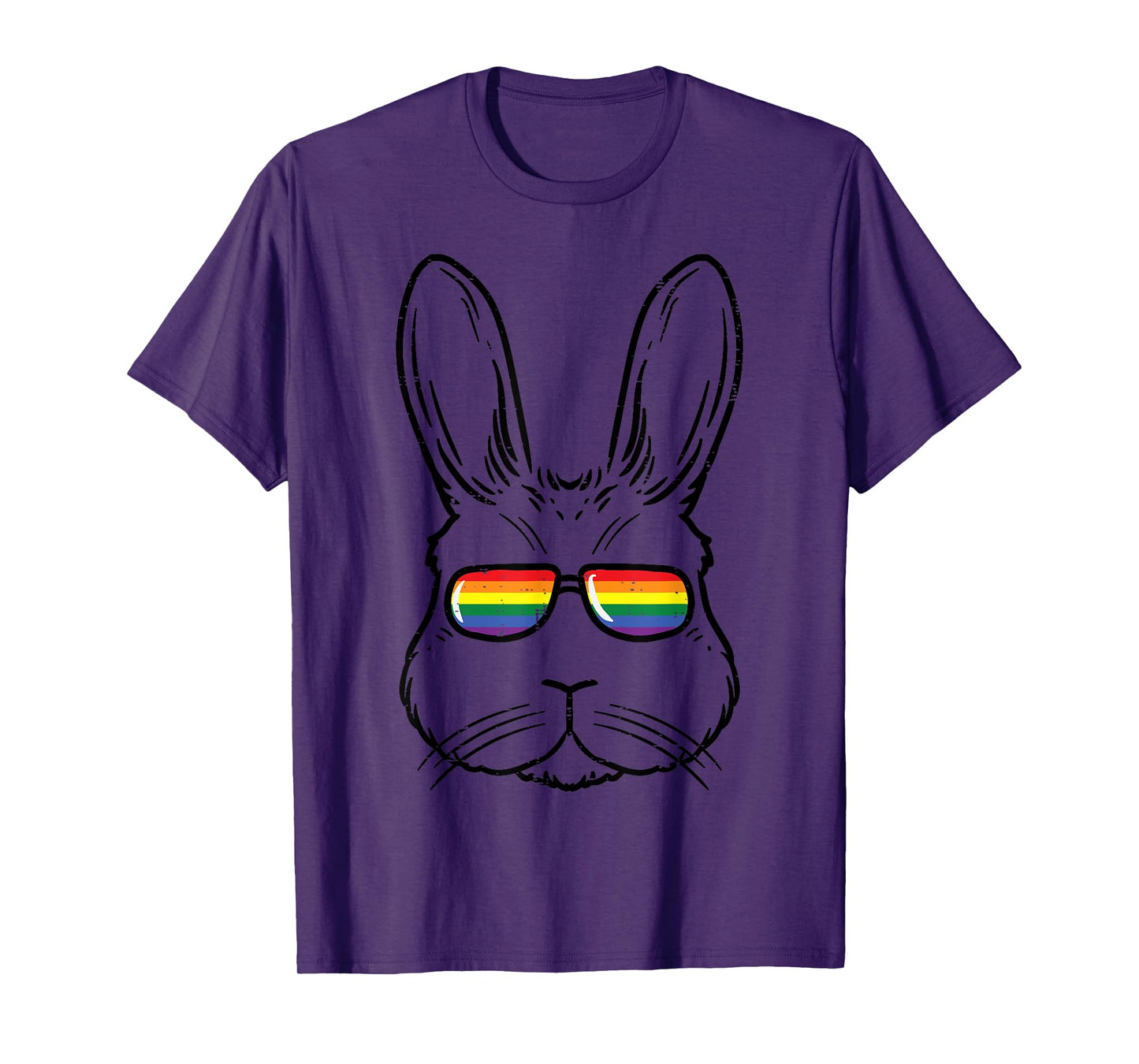 Easter Bunny With Glasses Rainbow Cool Gay Rabbit LGBTQ T-Shirt