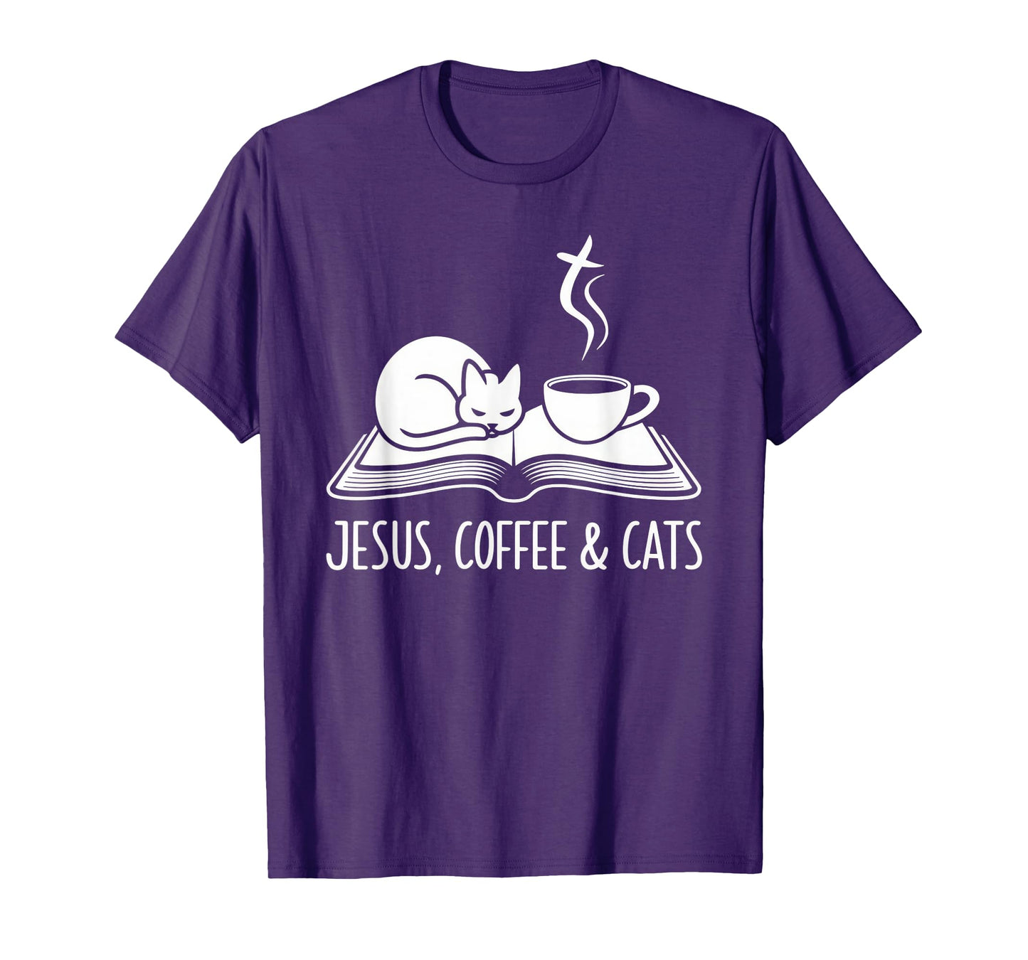 Jesus Coffee Cats Funny Cute Design Jesus Lovers Christian T-Shirt