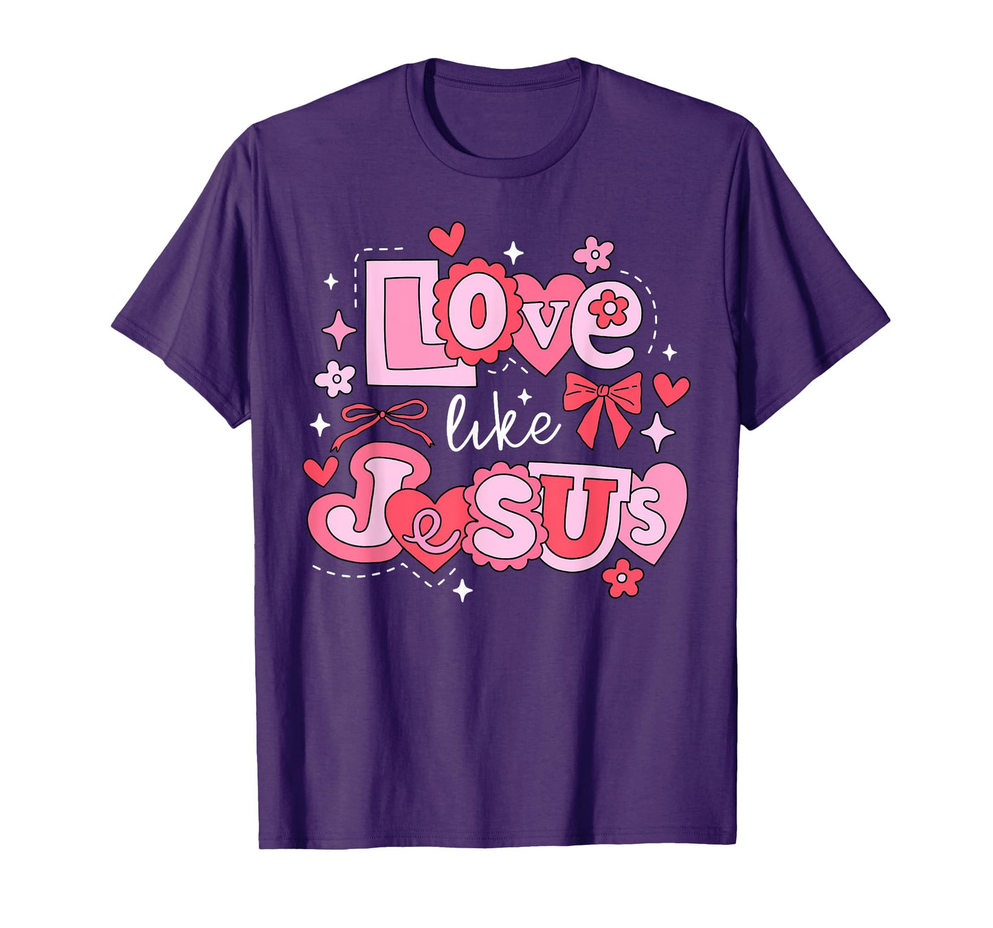 Love Like Jesus Faith Cross Heart Valentines Christian T-Shirt