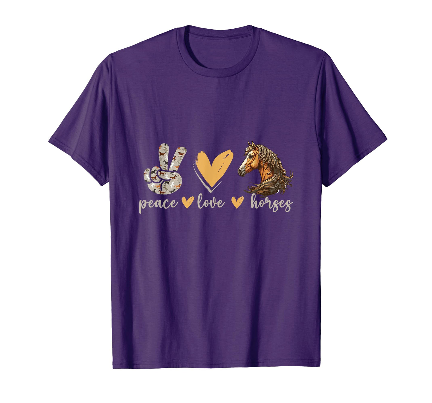 Peace Love Horses Girl I Love My Horses Equestrian Horseback T-Shirt